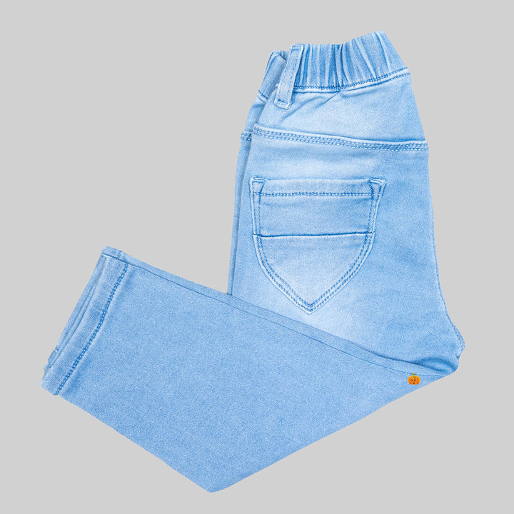 Light Blue Slim Fit Jeans for Girls Side View