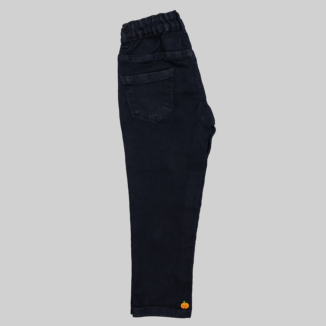 Black Mid Rise Girls Jeans Side View