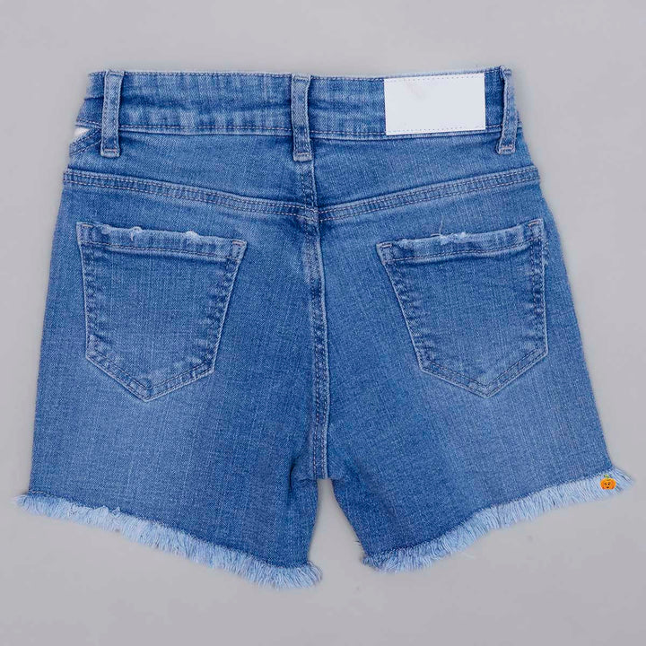 Denim Blue Shorts for Girls Back View
