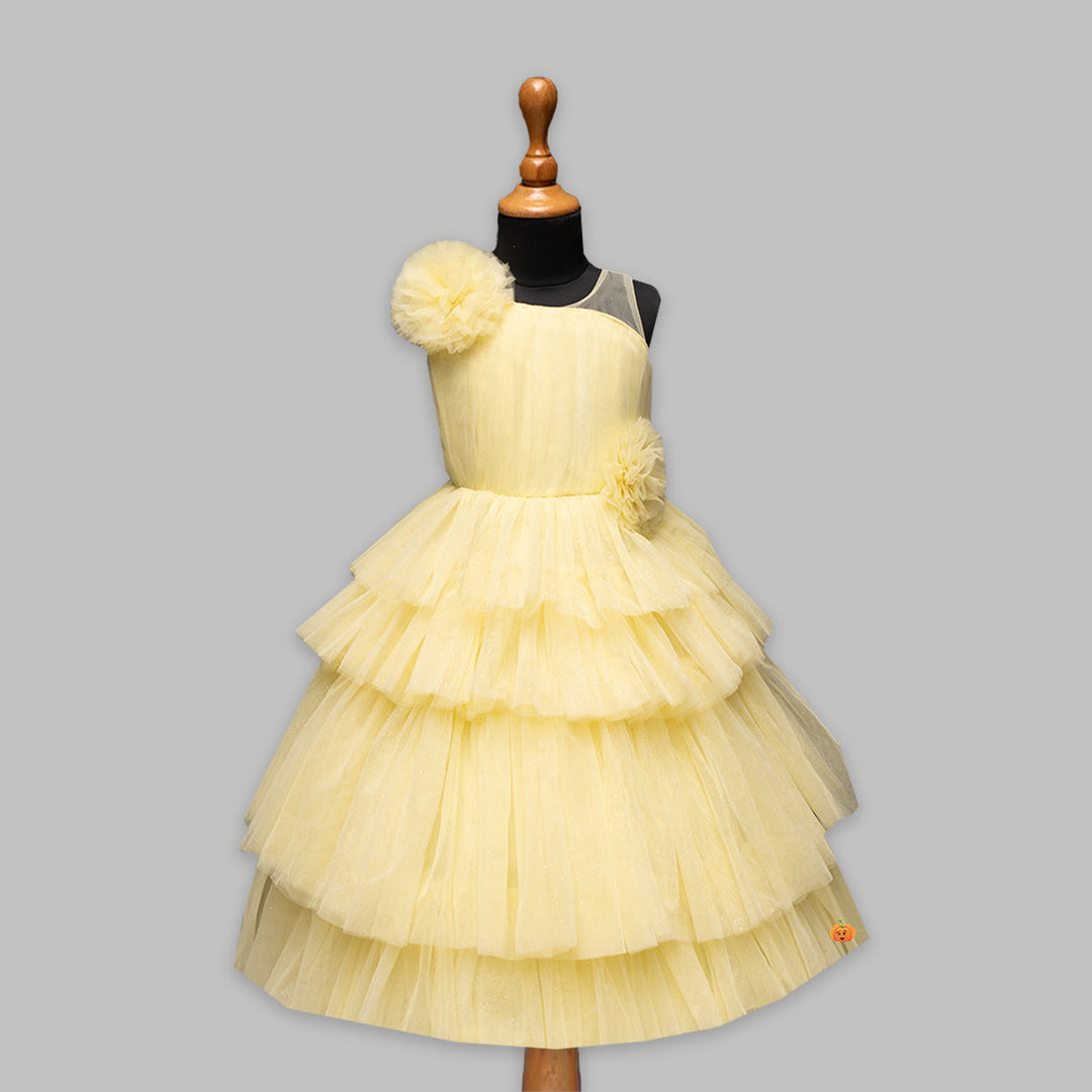Layered Net Gown for Girls Front Front View