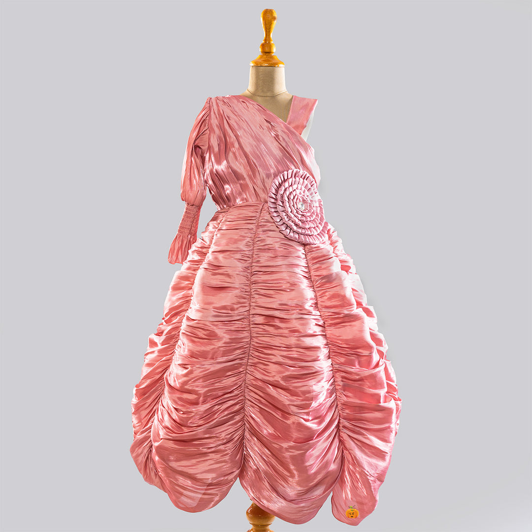 Onion Puffy Floral Girls Gown Front View