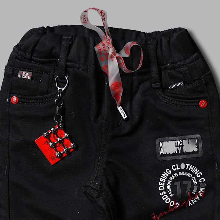 Elastic Waist Slim Fit Jeans for Boys Close Up
