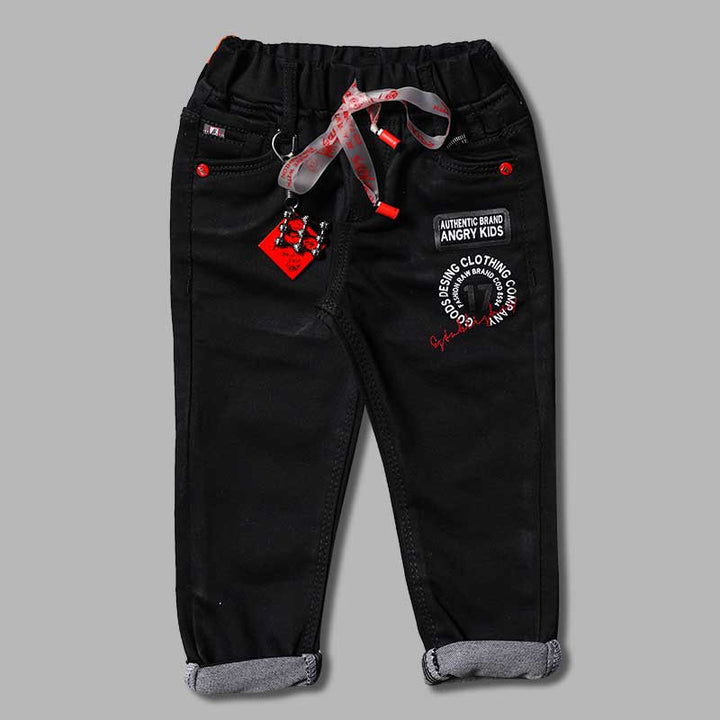 Elastic Waist Slim Fit Jeans for Boys Front