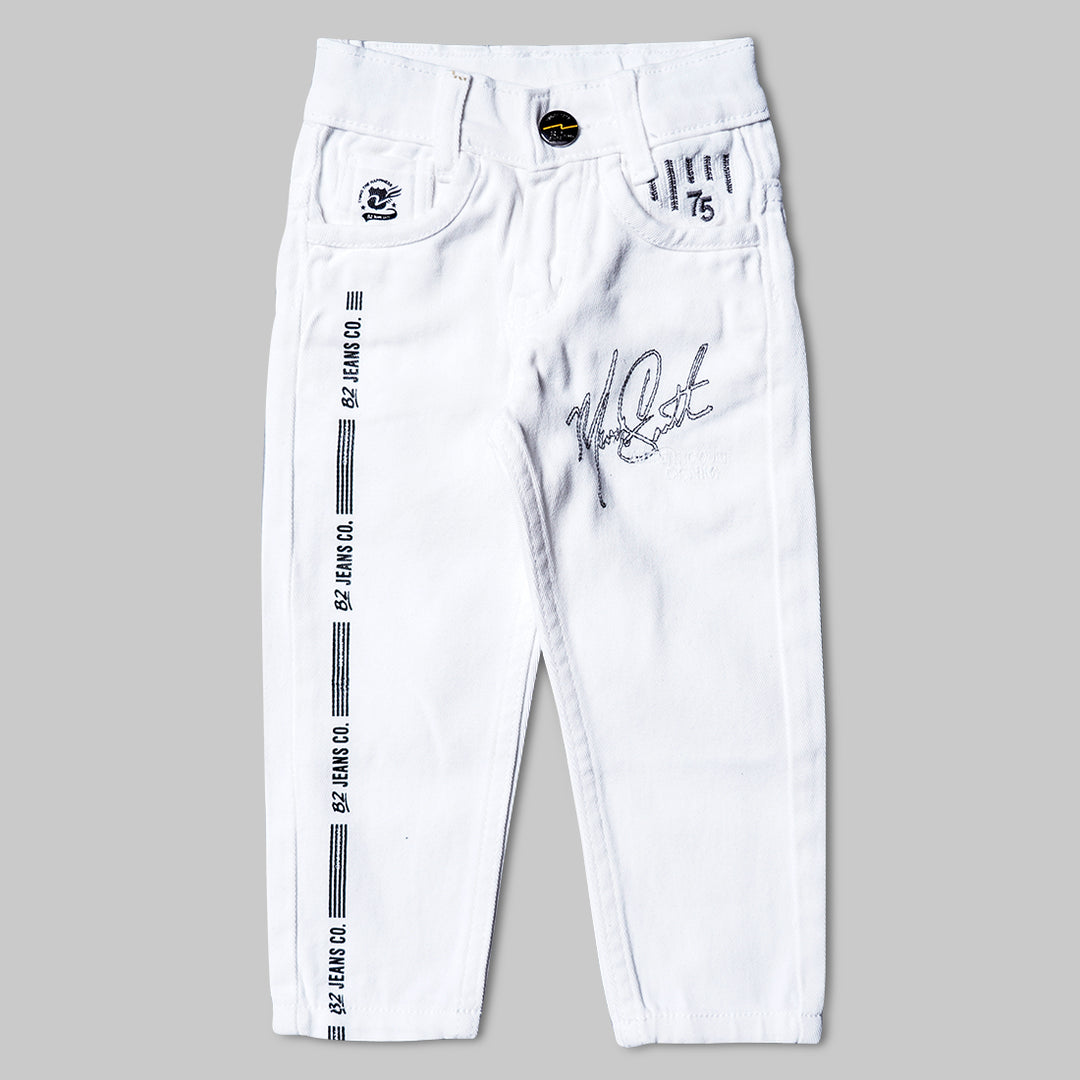 White Regular Fit Boys Jeans Front