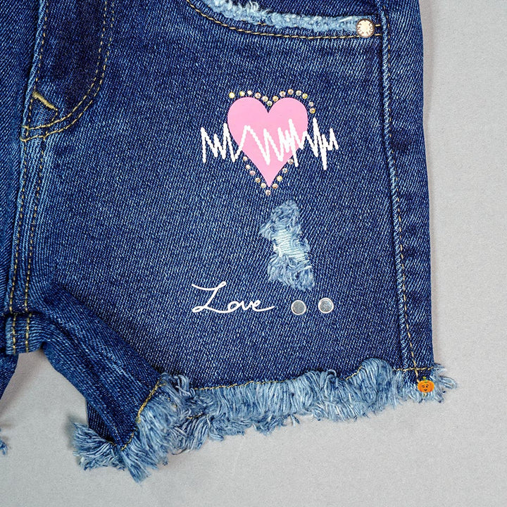 Girl Shorts with Heart Design Close Up View