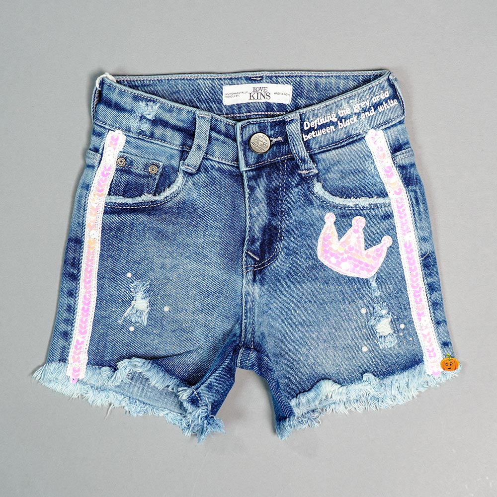 Stylish Denim Shorts for Girls and Kids Front View