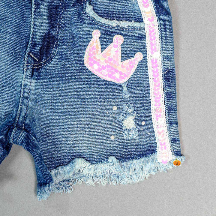 Stylish Denim Shorts for Girls and Kids Close Up View