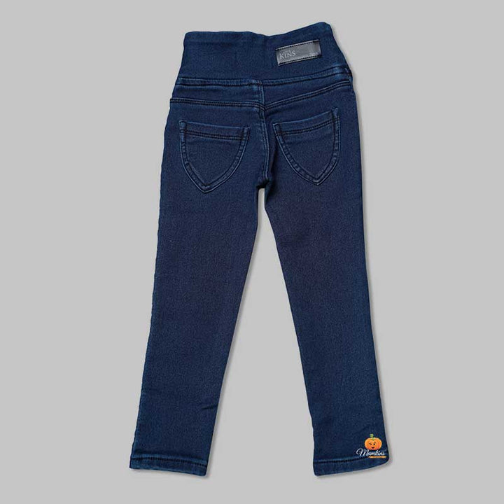 Dark Blue Jeggings for Girls and Kids Back View
