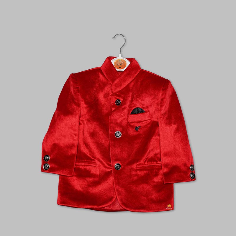 Red Jodhpuri Suit For Boys Top View