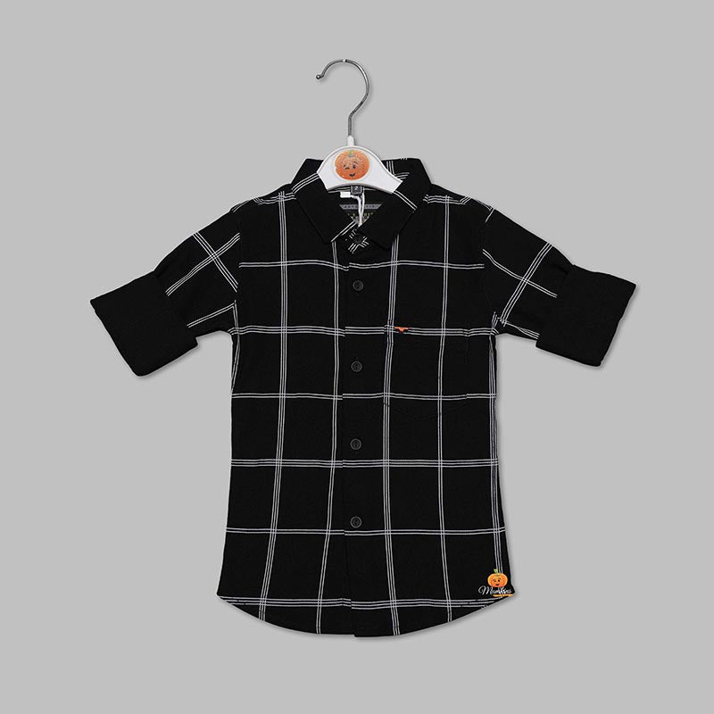 Checks pattern boys shirt Black