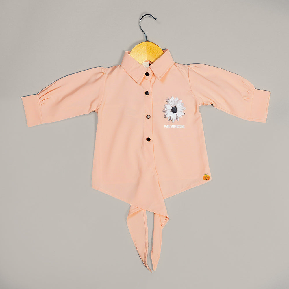 Plain Design Kids Top with Flower Pattern Front View