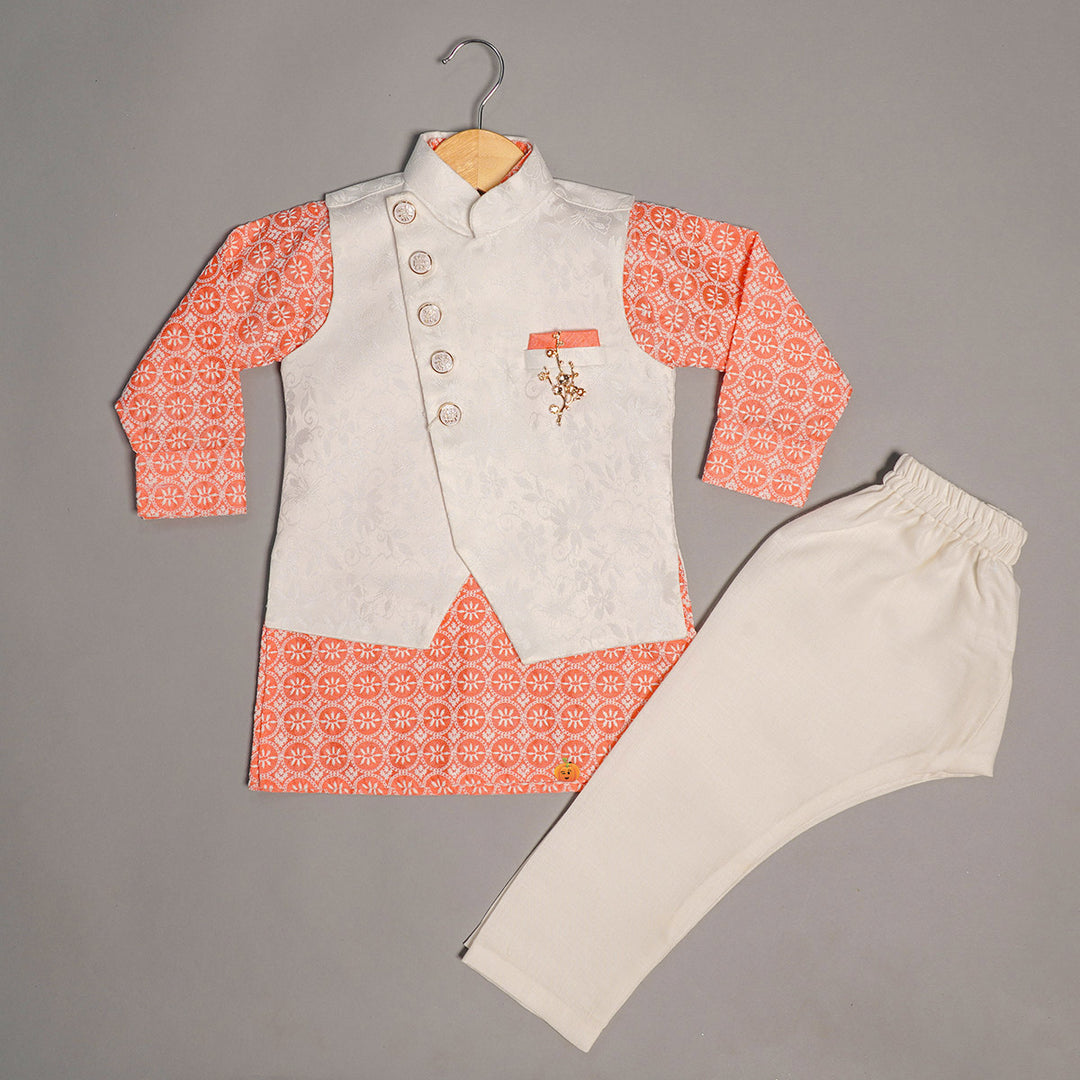 Boys Kurta Pajama with Nehru jacket Front View