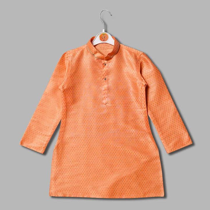 Silk Peach Boys Kurta Pajama Top View