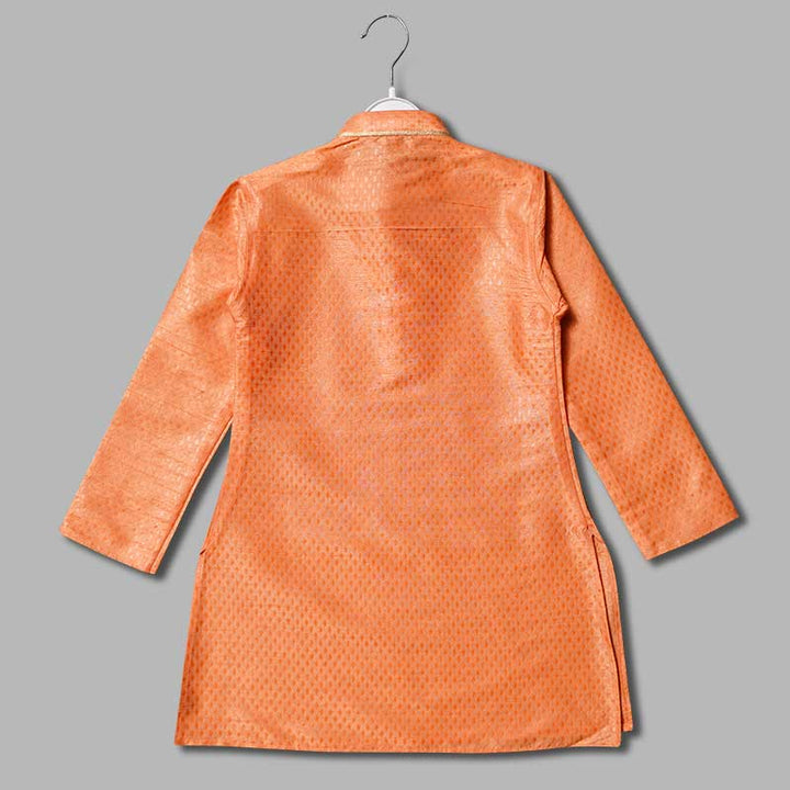Silk Peach Boys Kurta Pajama Back View