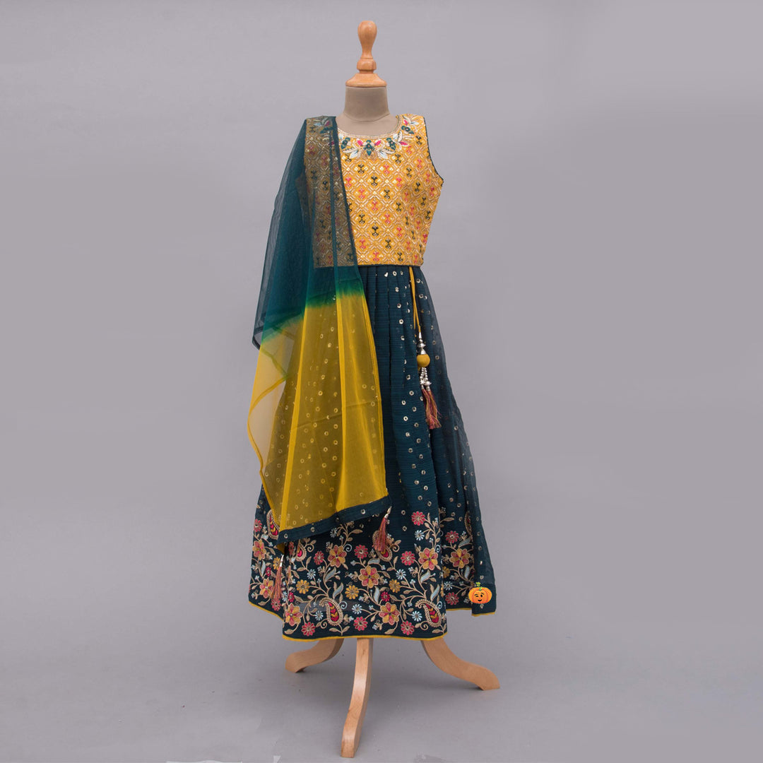 Mustard Girls Lehenga Choli Front View