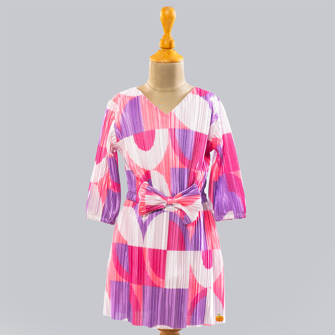 Pink Bow Design Midi for Girls Front View