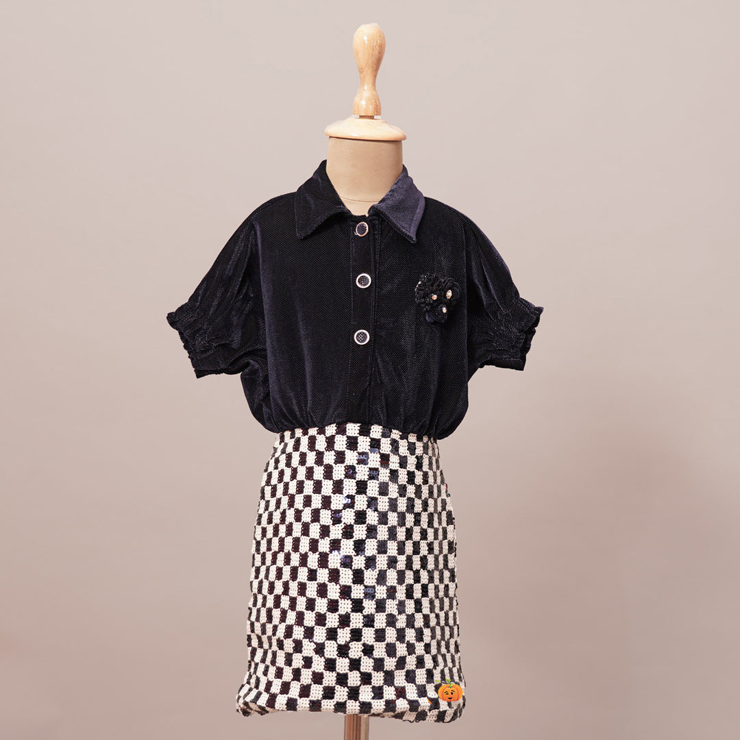 Navy Blue Girls Midi Front View
