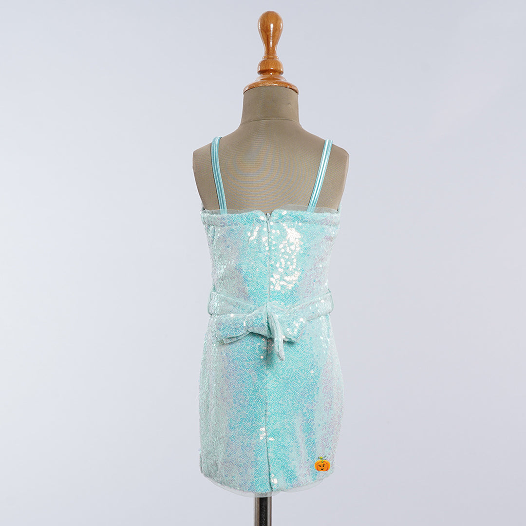 Sequin Bow Design Midi for Girls Back View