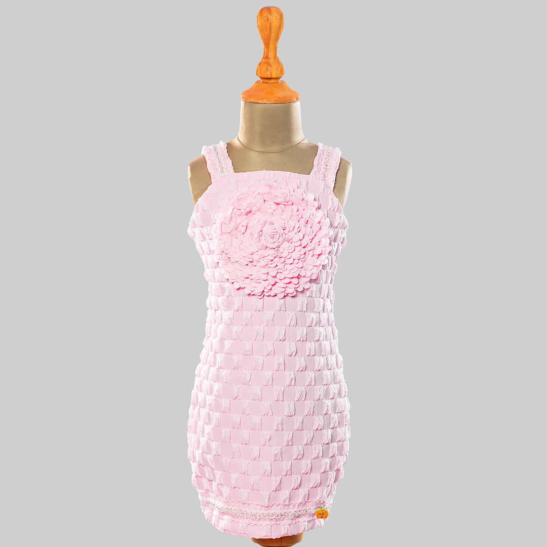 Pink Floral Girls Midi Front View