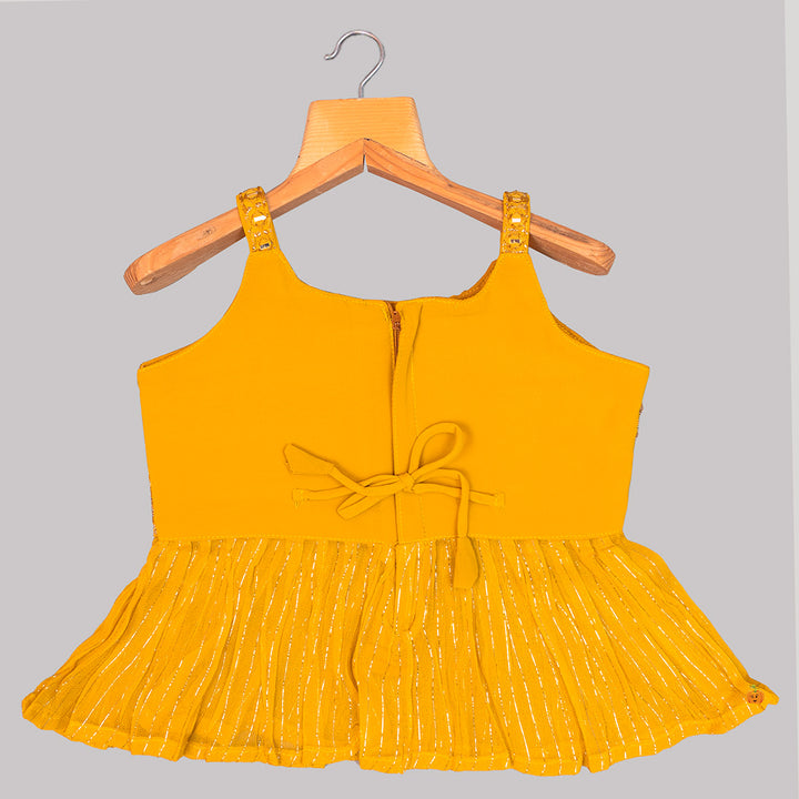 Mustard Sequin Embroidered Girls Palazzo Suit Back View