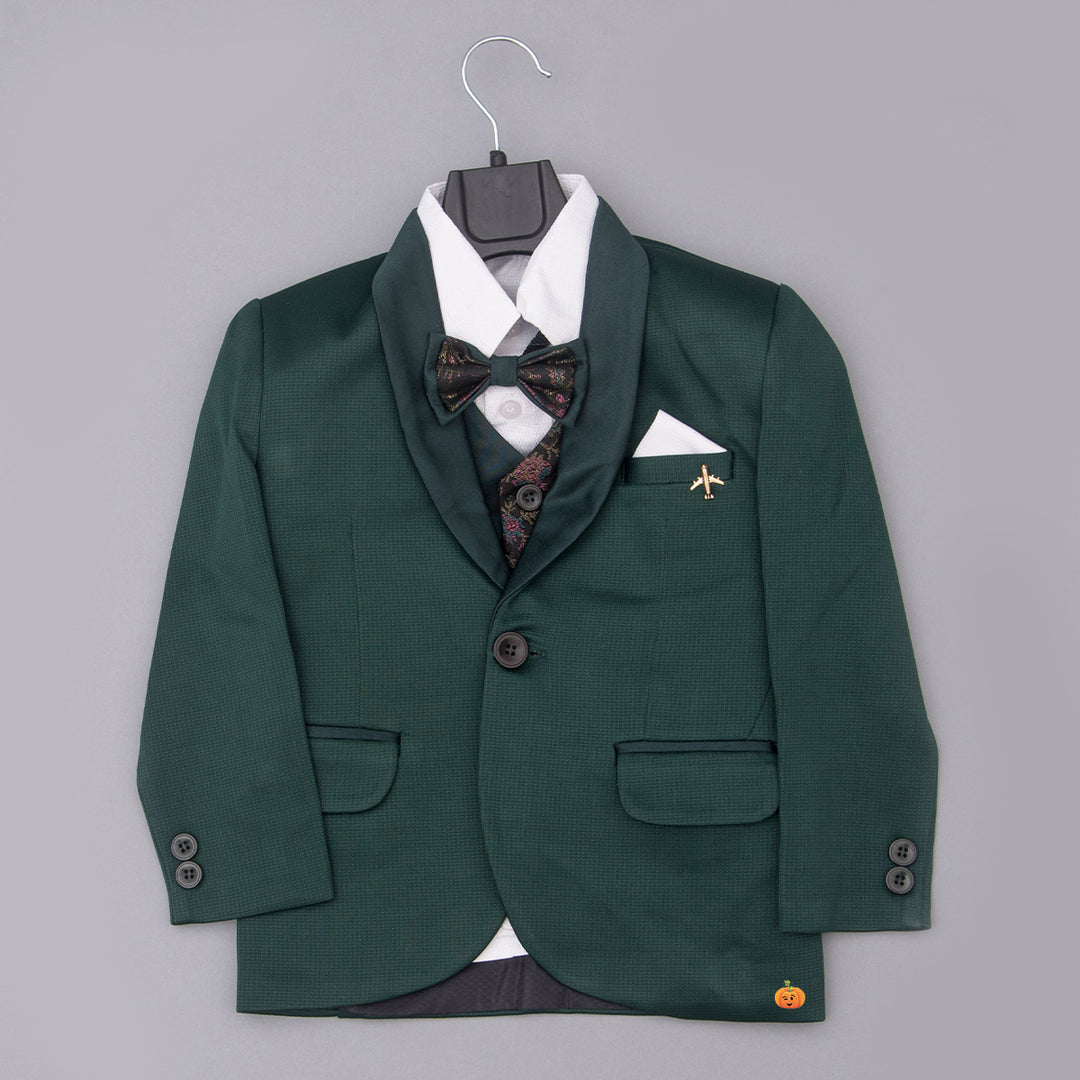 Green Boys Tuxedo Suit with Bow Tie Top View