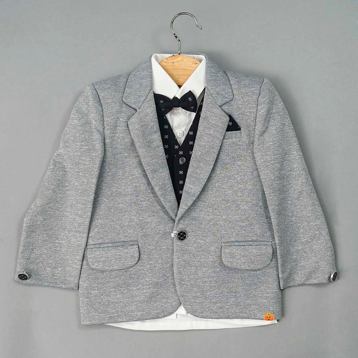 Grey Boys Suit with Bow Tie Top View