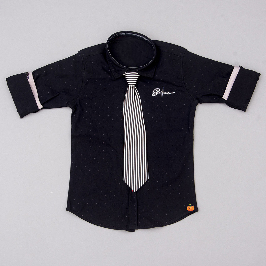 Navy Blue Boys Party Wear Dress with Tie & Cap Top View