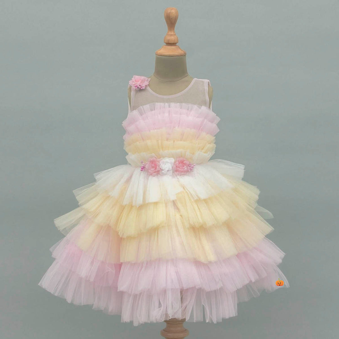 Layered Net Girls Frock Front View