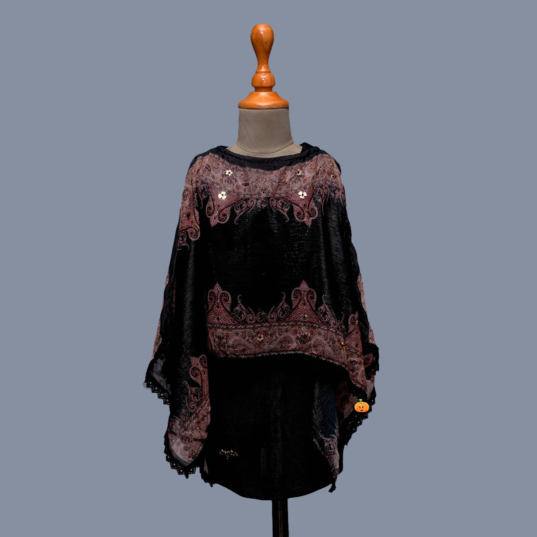 Black Kaftan Girls Midi Front View