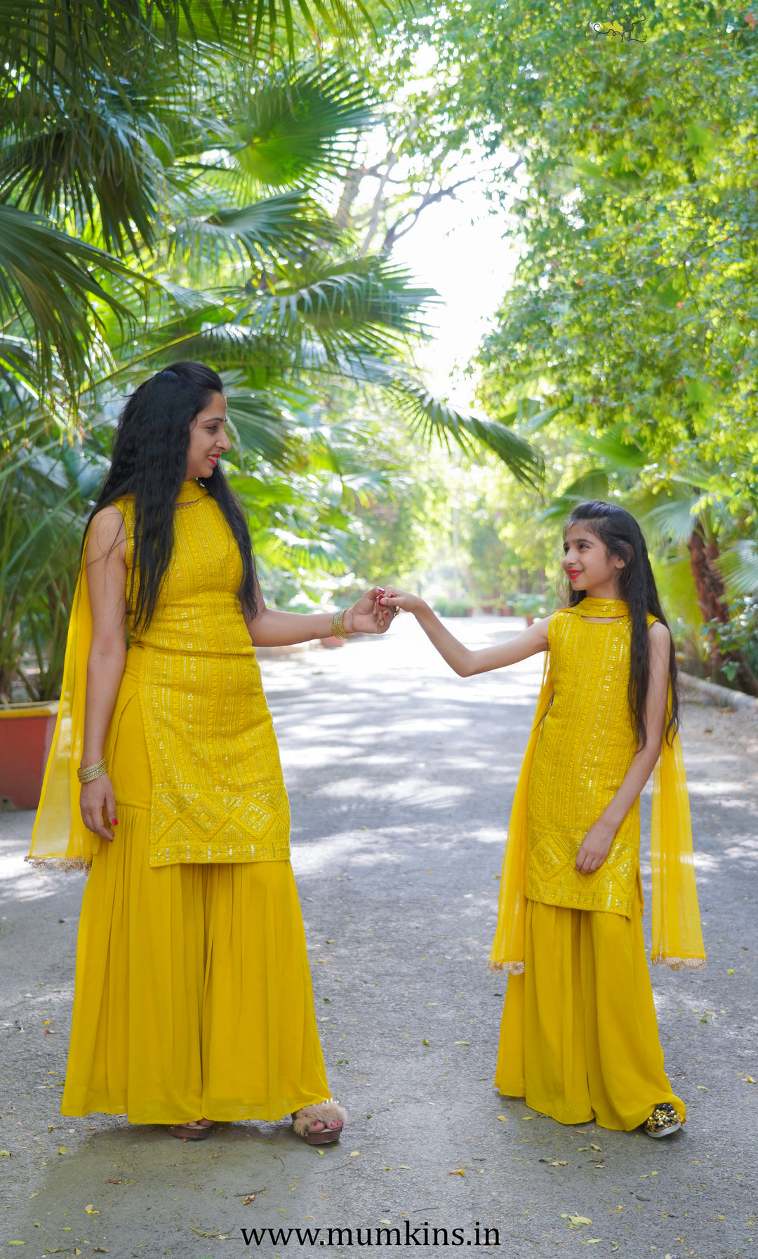 Mother-Daughter Plazo Set in Mustard Color