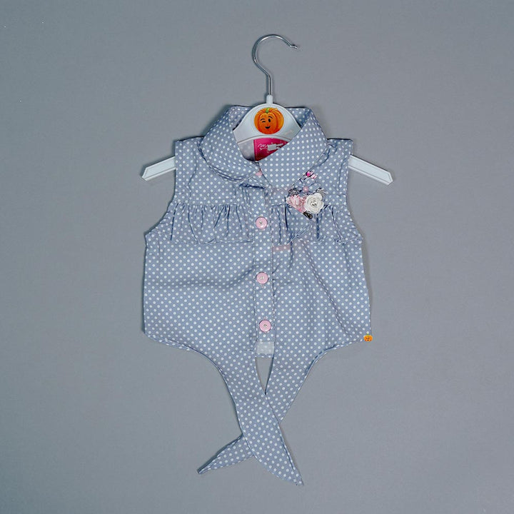 skirt and top for kids in grey color