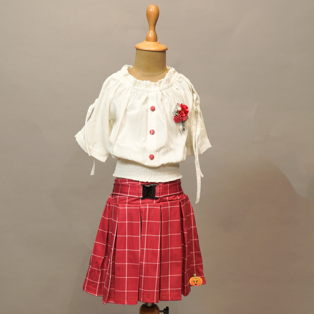Skirt & Top For Kids With Half Sleeves