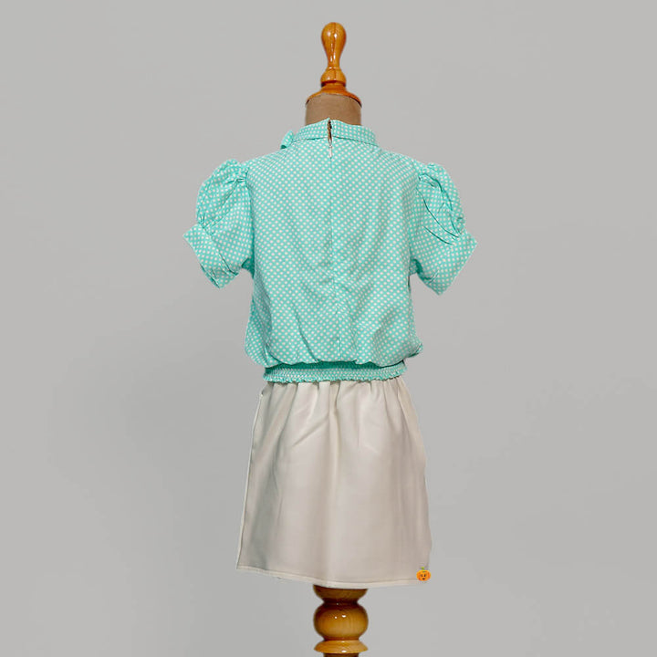 Puffed Sleeves Skirt And Top For Kids