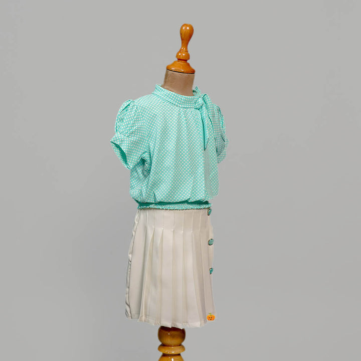 Puffed Sleeves Skirt And Top For Kids