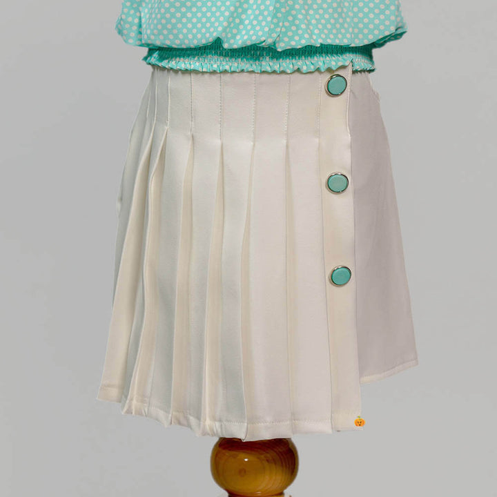 Puffed Sleeves Skirt And Top For Kids