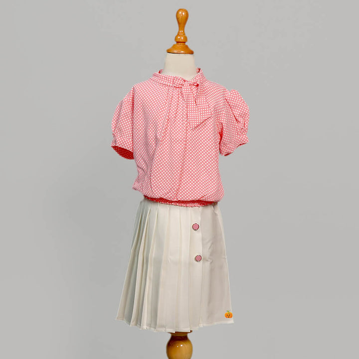 Puffed Sleeves Skirt And Top For Kids