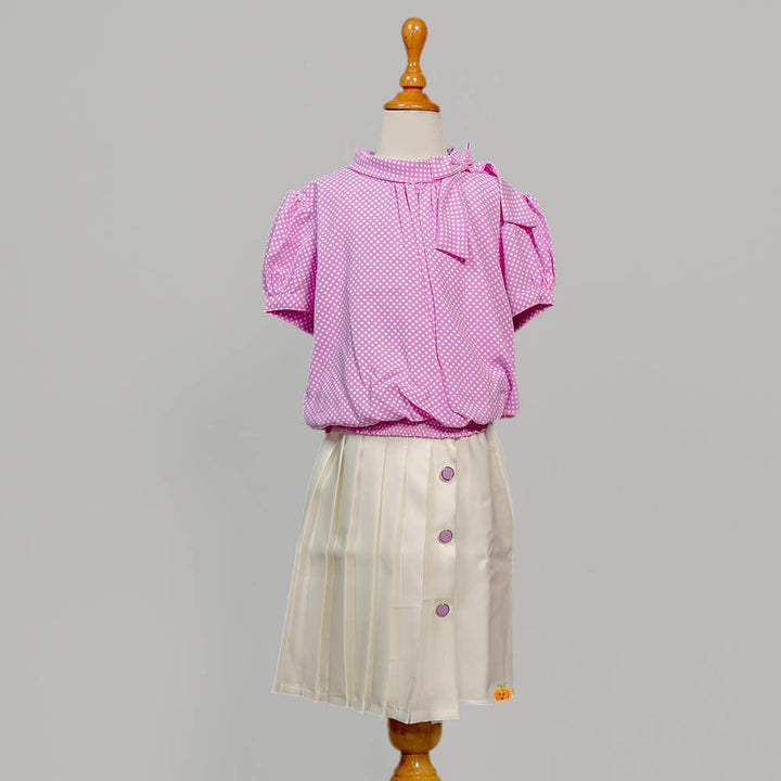 Puffed Sleeves Skirt And Top For Kids