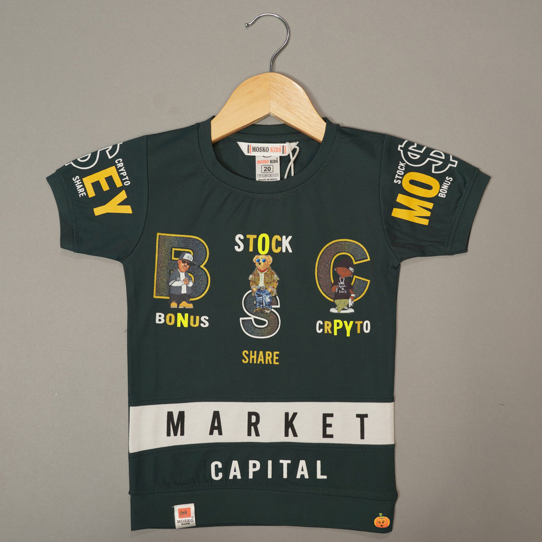 Solid Graphic Print T-Shirts For Boys Variant Front View