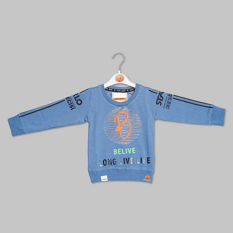 Solid Printed T-Shirt for Boys with Round Neck Front View
