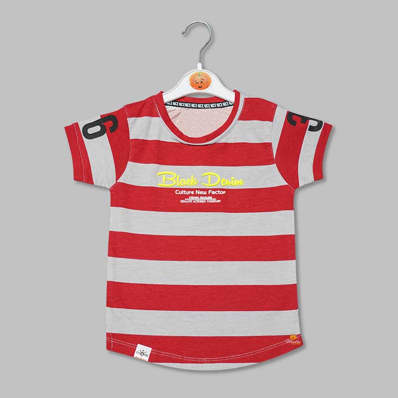 Solid Stripes Patterns T-Shirts for Boys Front View