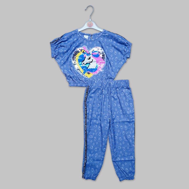 Dark Blue Tie Dye T-shirt And Pant Set For Kids
