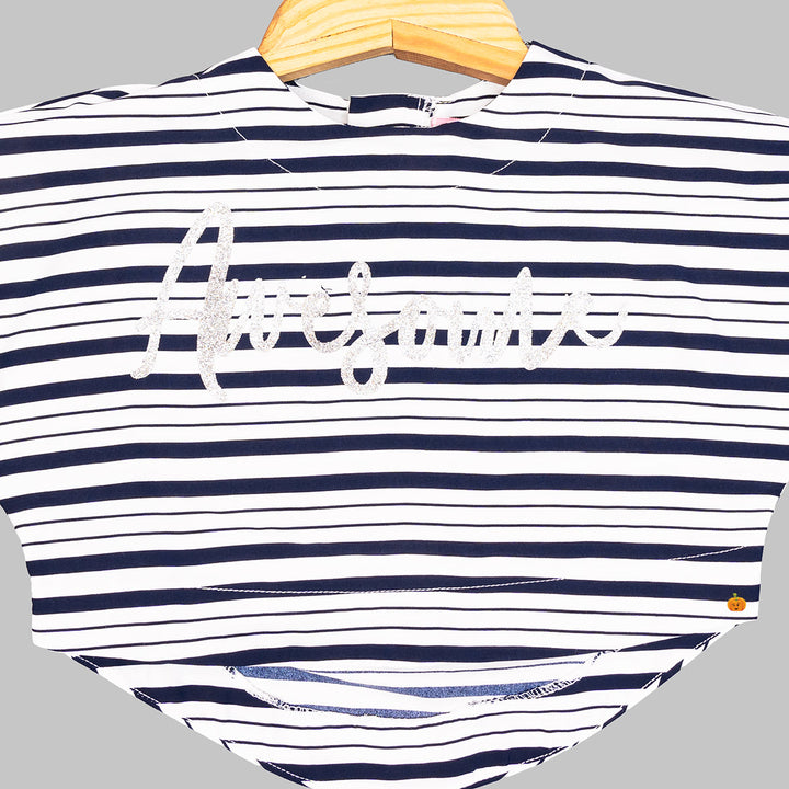 Striped Pattern Top for Girls Close Up View