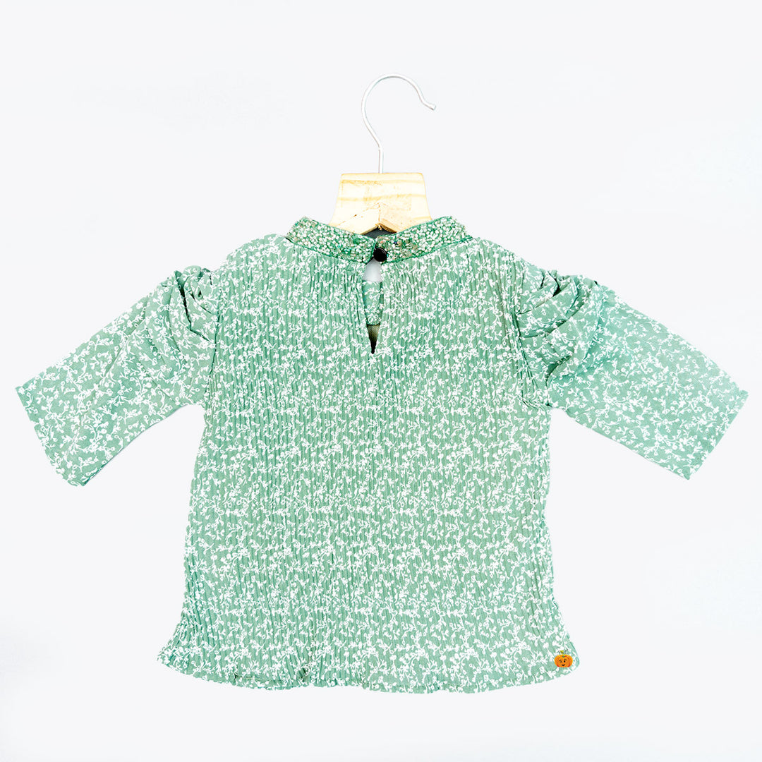 Green & Onion Printed Girls Top Back View