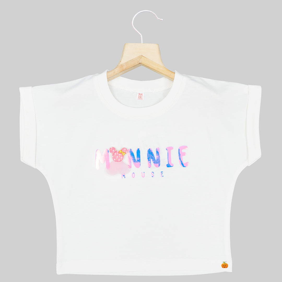 Cream Typography Print Girls Top Front View