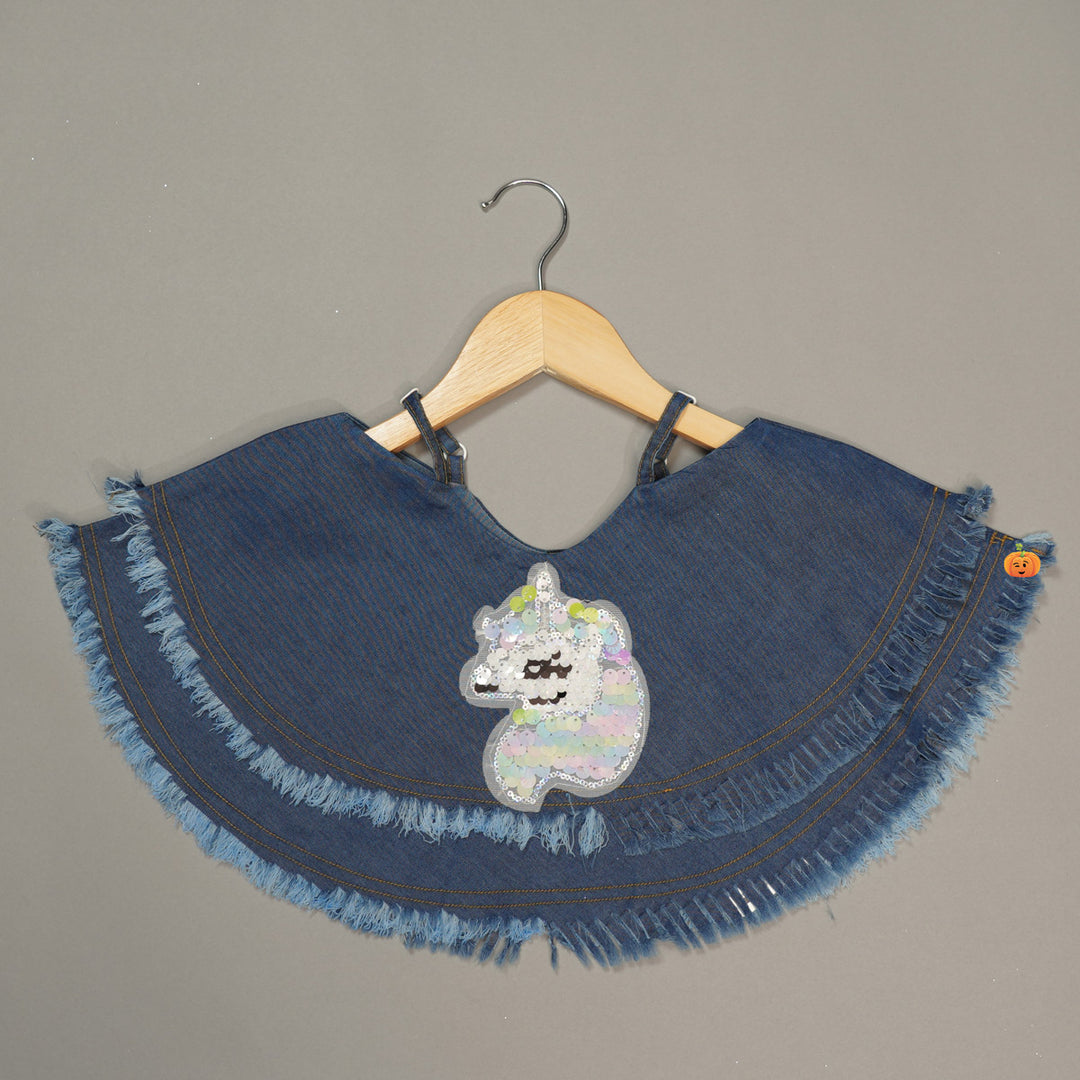 Trendy Denim Crop Top for Girls Front View