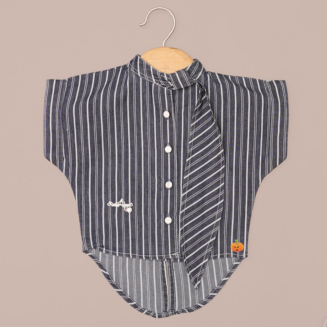 Striped Pattern Blue Top for Girls Front View