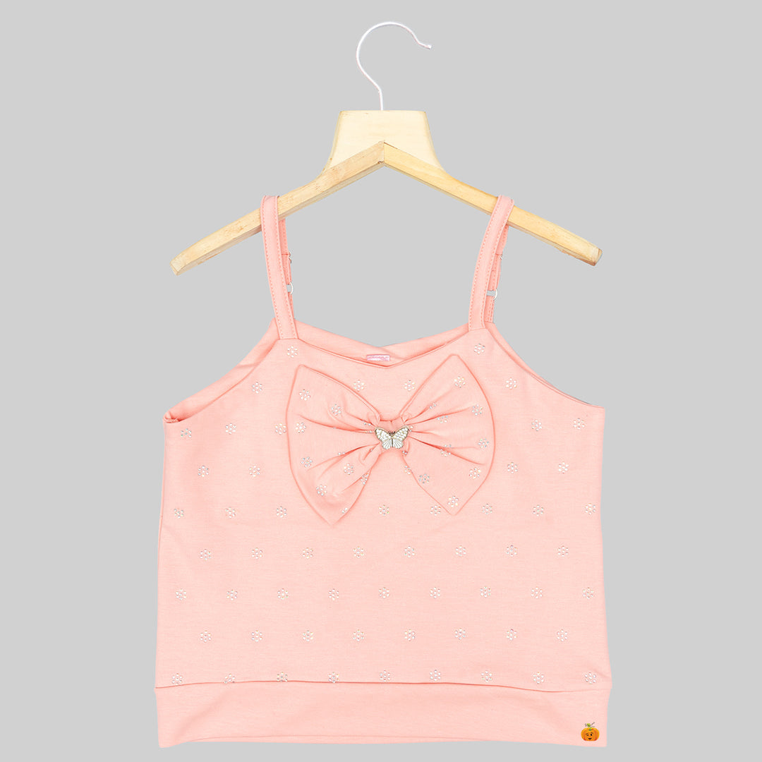 Peach Bow Girls Top Front View