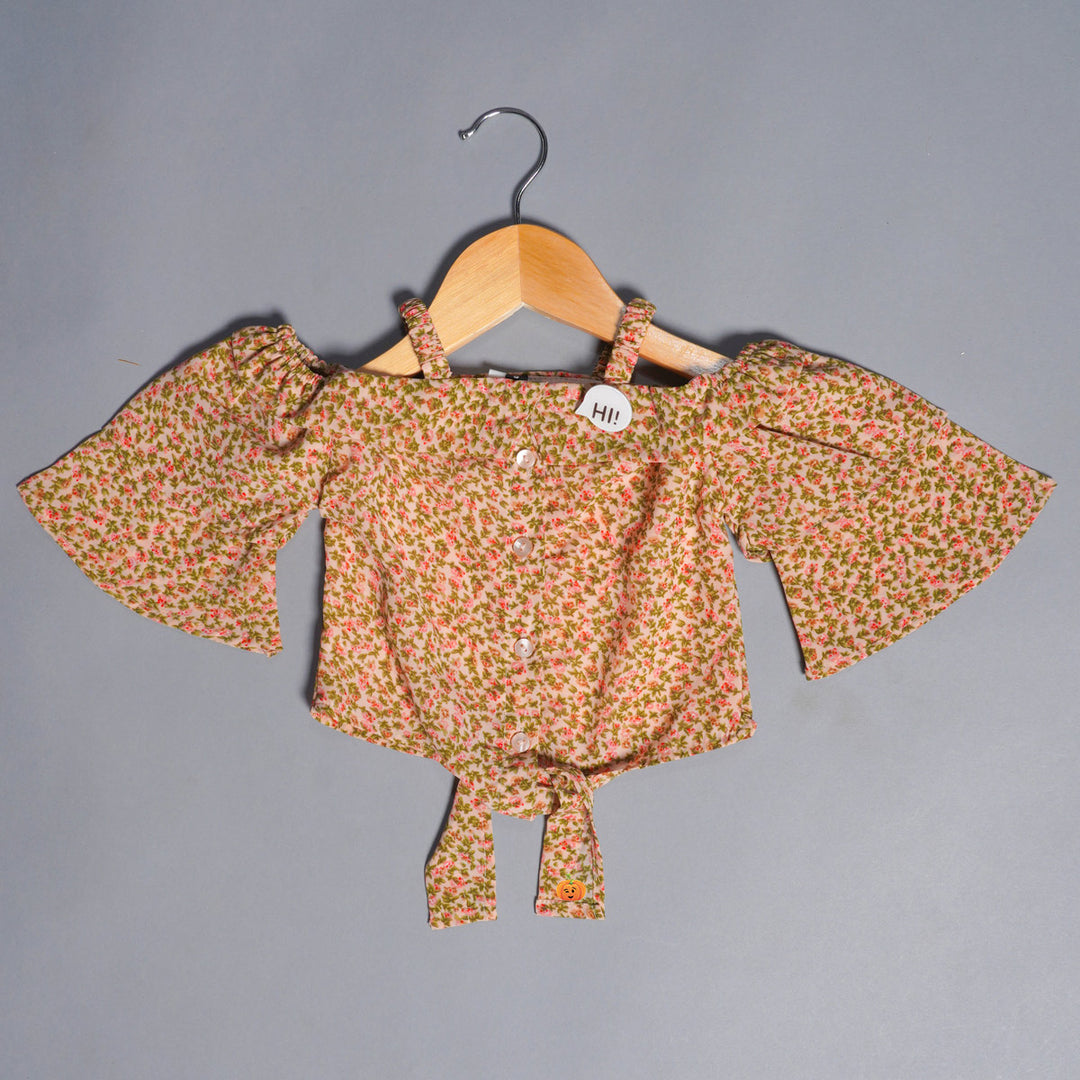 Top for Girls with Floral Print Front View