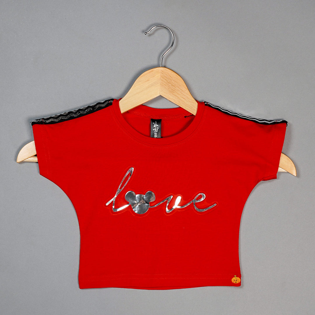 Calligraphic Print Top for Kids Front View