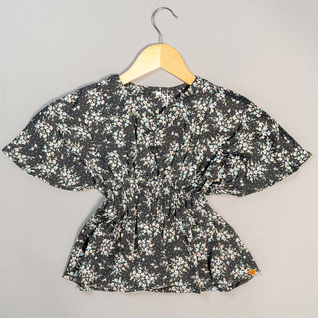 Top for Kids with Leaf Print Design Front View